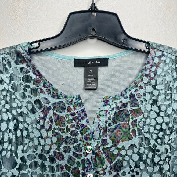 Ali Miles Artsy Lagenlook Tunic Top XL Layered Ruffle Hem Art-to-Wear XL Boho - Picture 2 of 12